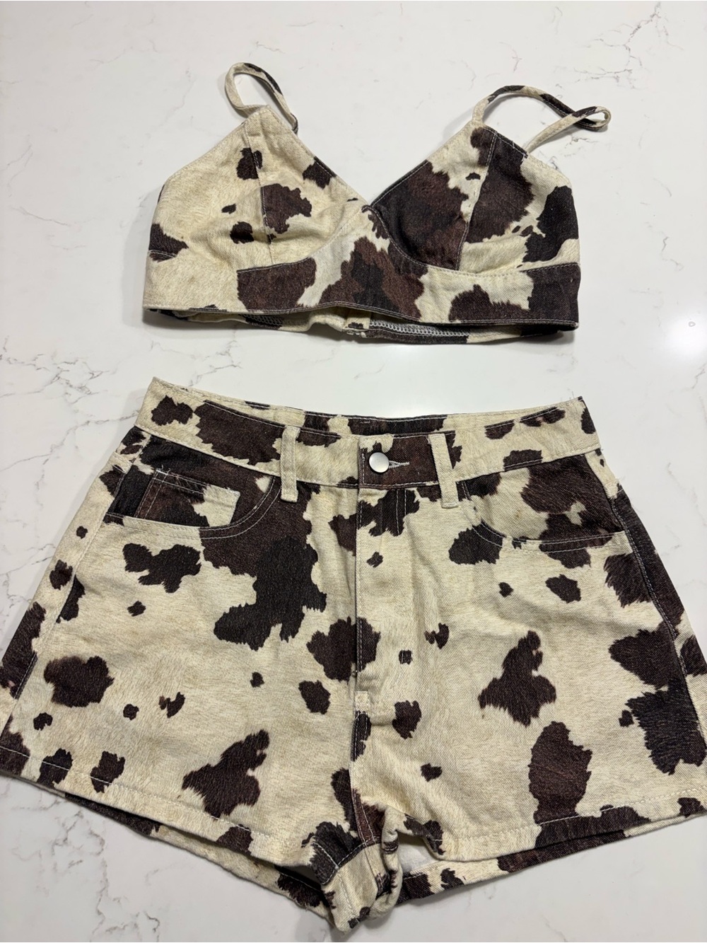 SHEIN Cow print set size small